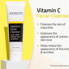 YEOUTH Face Cleanser for Face with Vitamin C and Green Tea, Skincare Face Wash 3oz